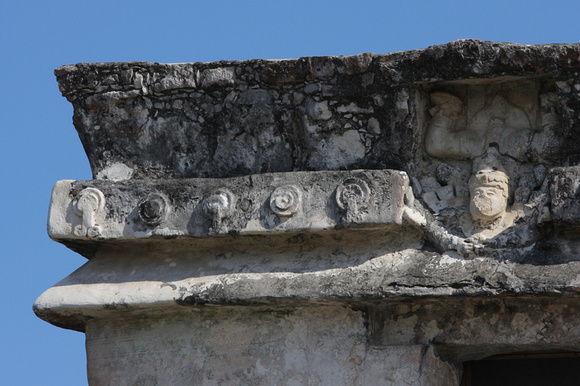 Détails des ruines, site archéologique de Tulum, Mexique